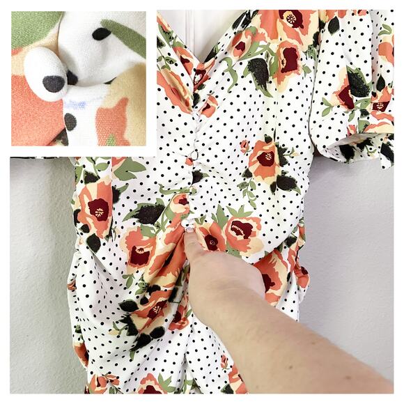 Lavish Alice Floral Polka Dot Puff‎ Sleeve Mini Dress - Size 12 - Picture 14 of 14